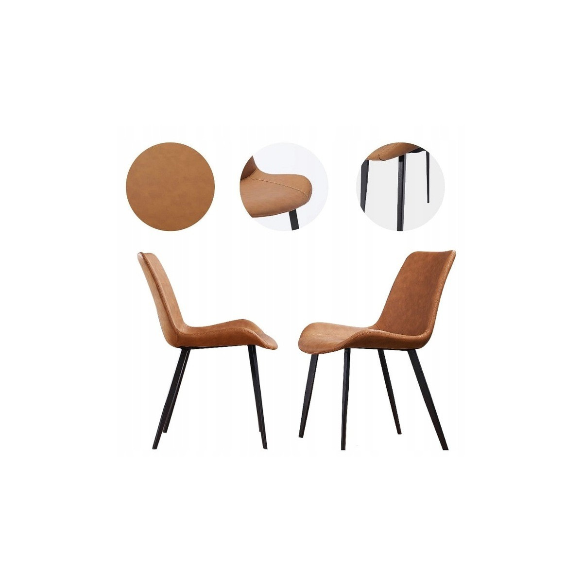 Scaun de dining de culoare maro din piele ecologică