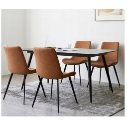 Scaun de dining de culoare maro din piele ecologică