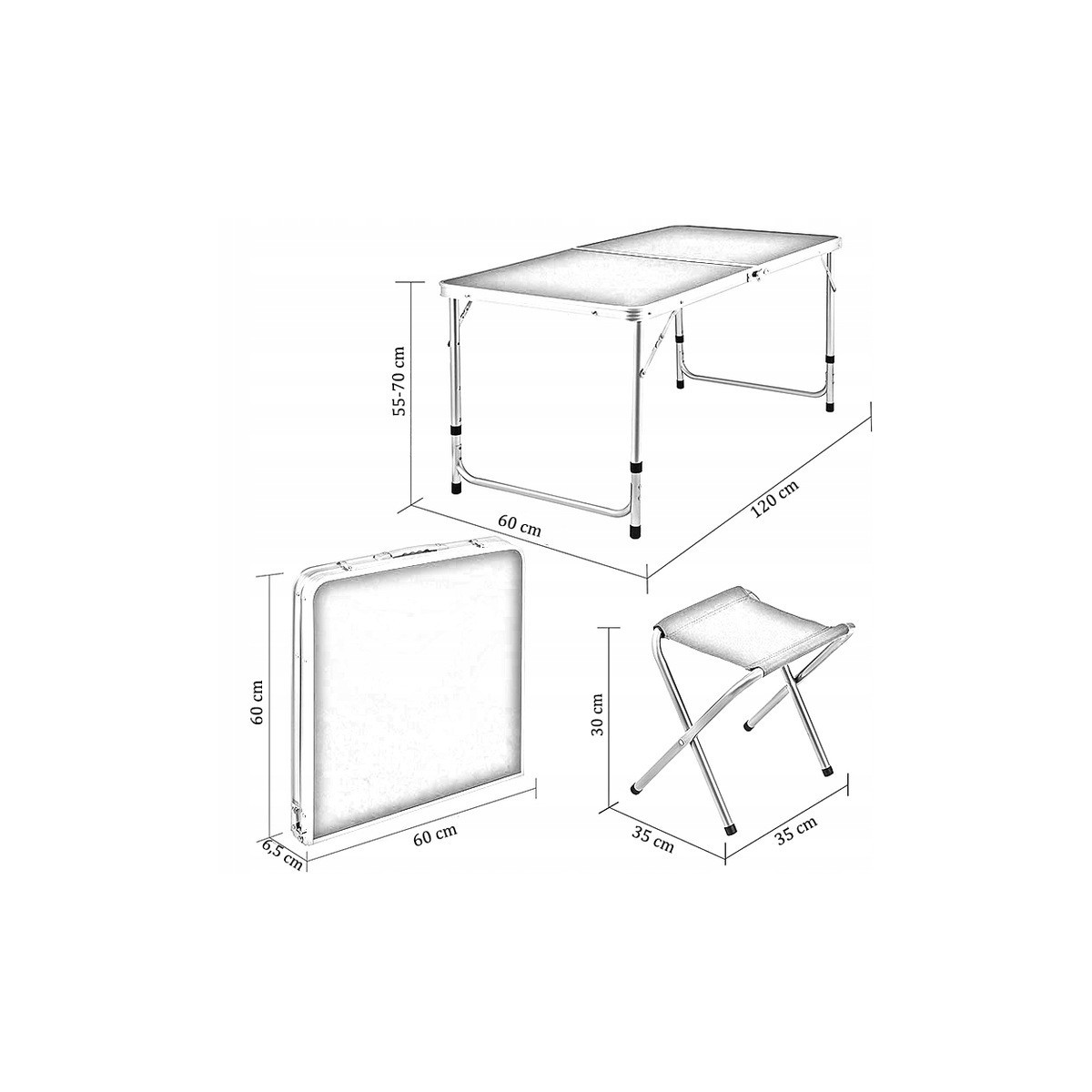 Set turistic de scaune și masă de culoare albă
