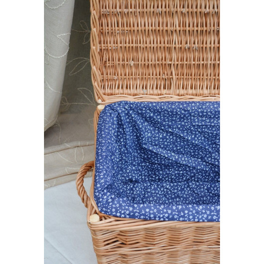 Coș de depozitare din rattan de calitate pentru camera copilului, de culoare albastră