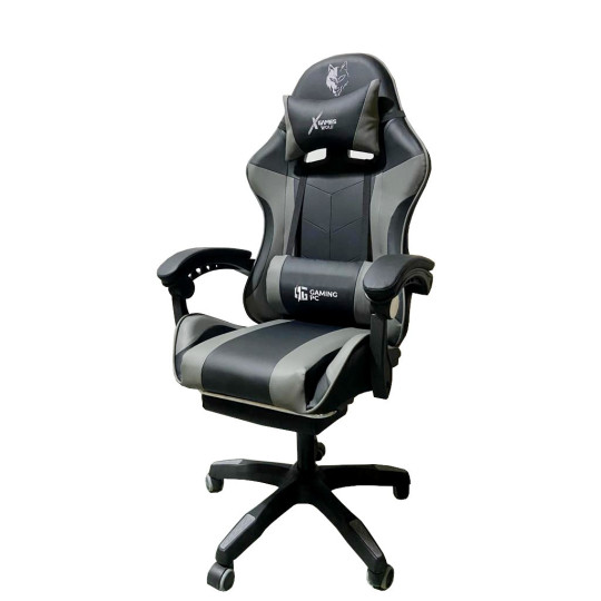 Scaun de gaming reglabile de culoare gri