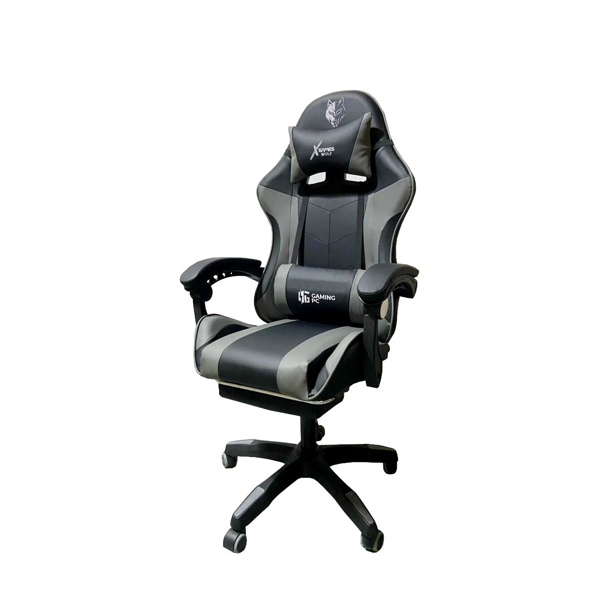 Scaun de gaming reglabile de culoare gri