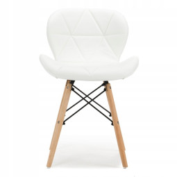 Scaun de dining din piele la un preț super în culoarea albă