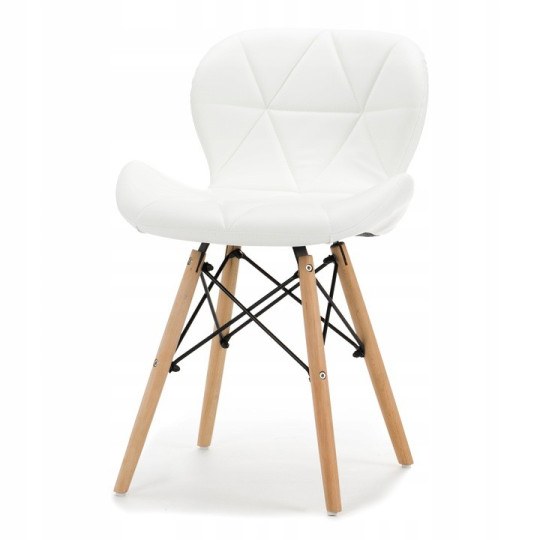 Scaun de dining din piele la un preț super în culoarea albă