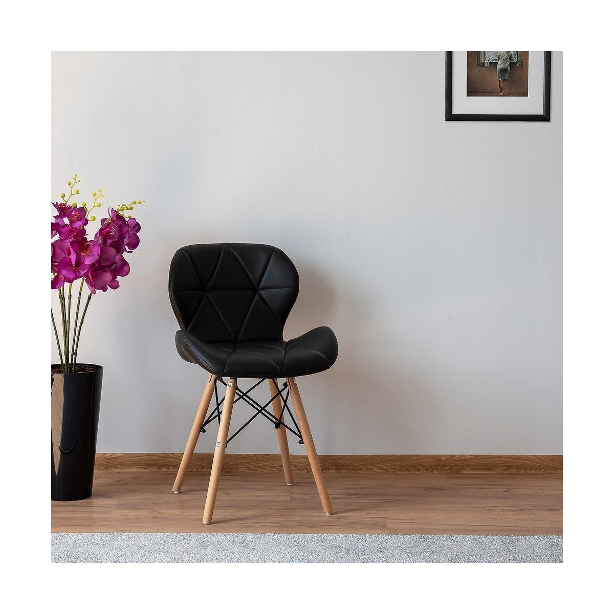 Scaune de bucătărie de culoare neagră din piele ecologică