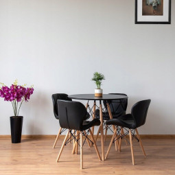 Scaune de bucătărie de culoare neagră din piele ecologică