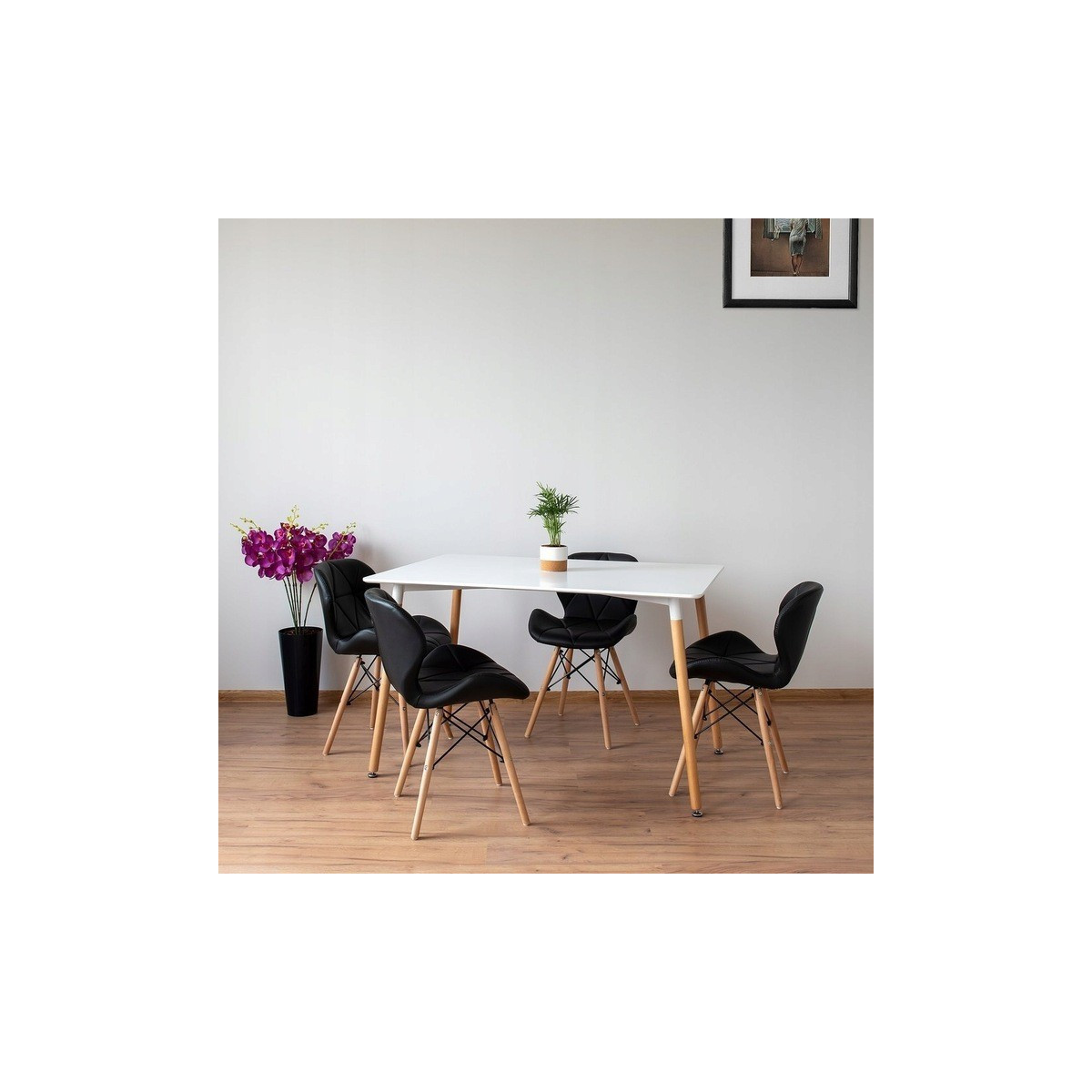 Scaune de bucătărie de culoare neagră din piele ecologică