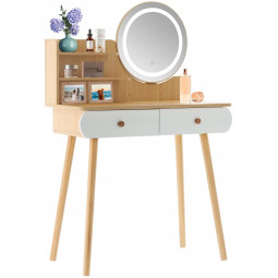 Masă de toaletă retro cu oglindă LED