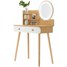 Masă de toaletă retro cu oglindă LED