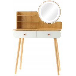 Masă de toaletă retro cu oglindă LED