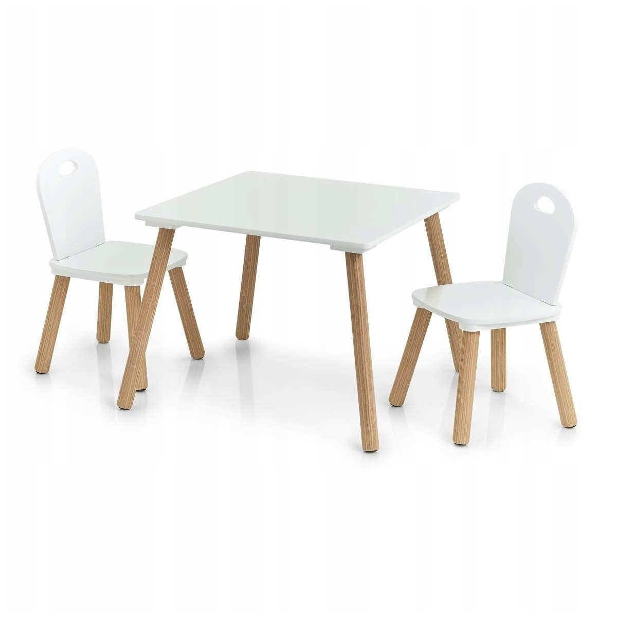 Set de scaune pentru copii și masă de culoare albă