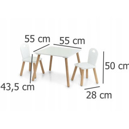 Set de scaune pentru copii și masă de culoare albă
