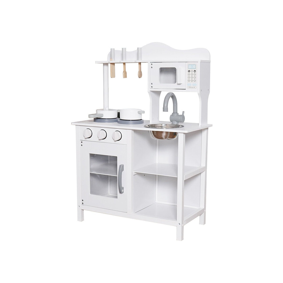 Bucătărie de lemn pentru copii de culoare albă