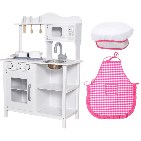 Bucătărie de lemn pentru copii de culoare albă