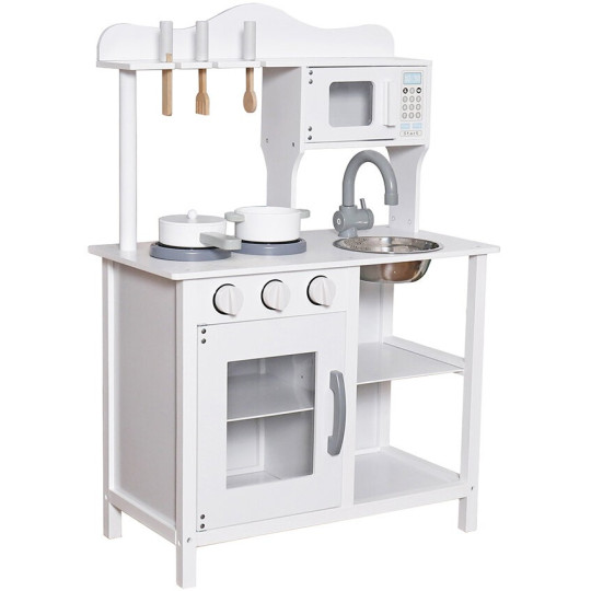 Bucătărie de lemn pentru copii de culoare albă