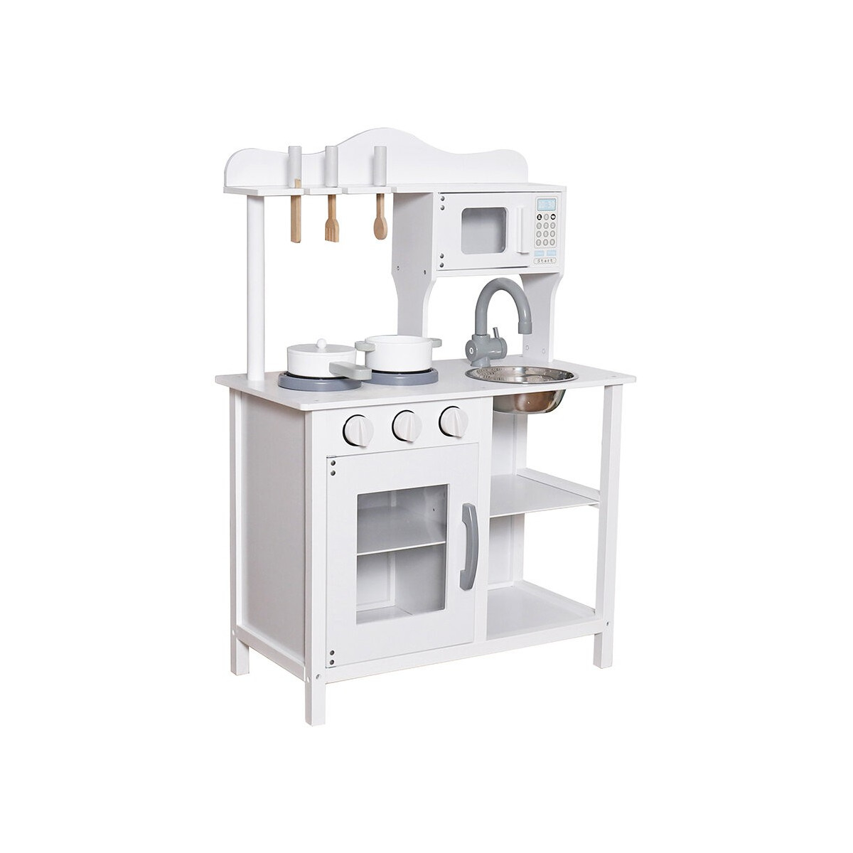 Bucătărie de lemn pentru copii de culoare albă