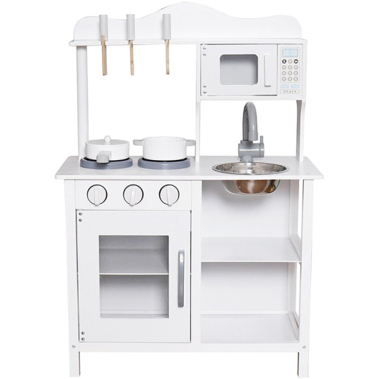 Bucătărie de lemn pentru copii de culoare albă