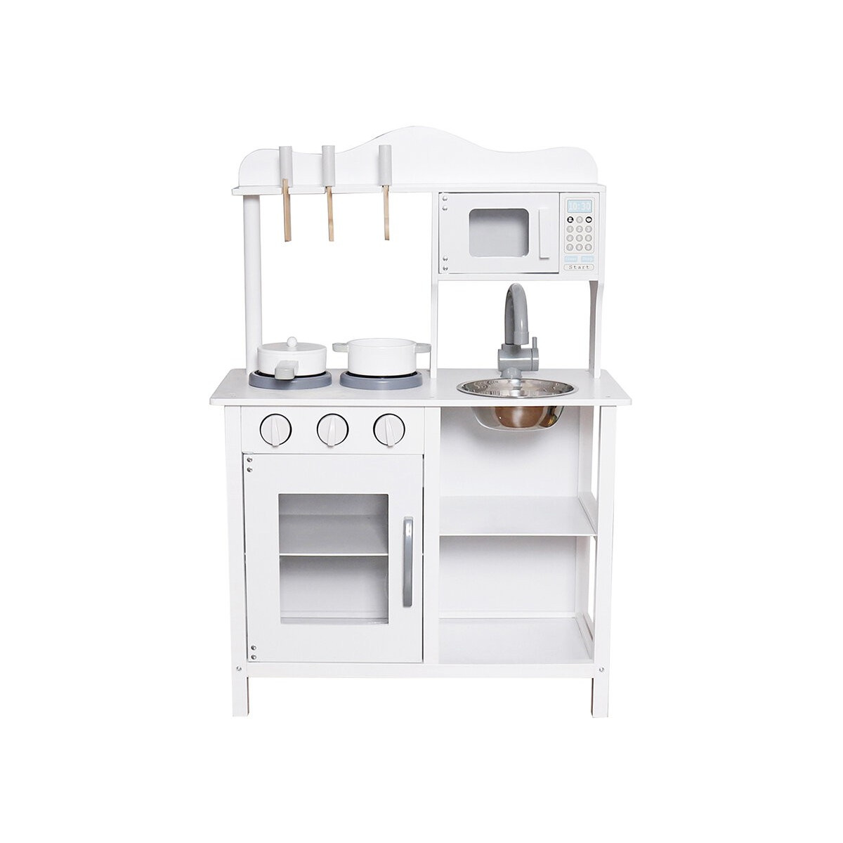 Bucătărie de lemn pentru copii de culoare albă