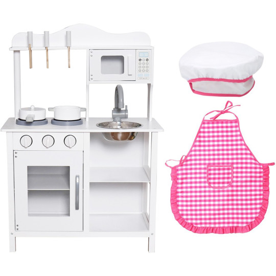 Bucătărie de lemn pentru copii de culoare albă