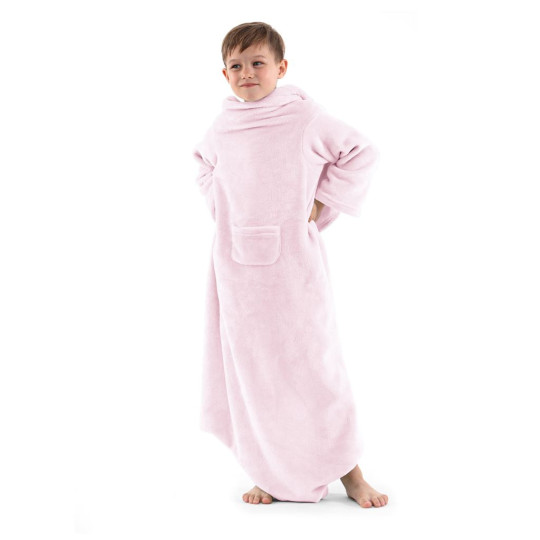 Pătură pentru copii cu mâneci în culoarea roz 90x105 Lazykids