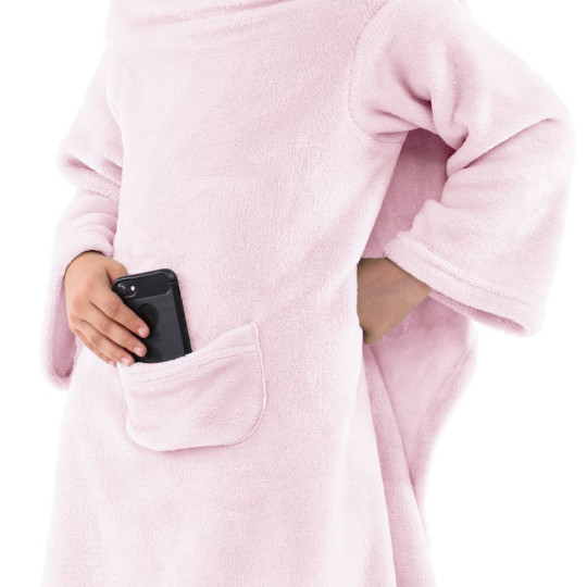 Pătură pentru copii cu mâneci în culoarea roz 90x105 Lazykids