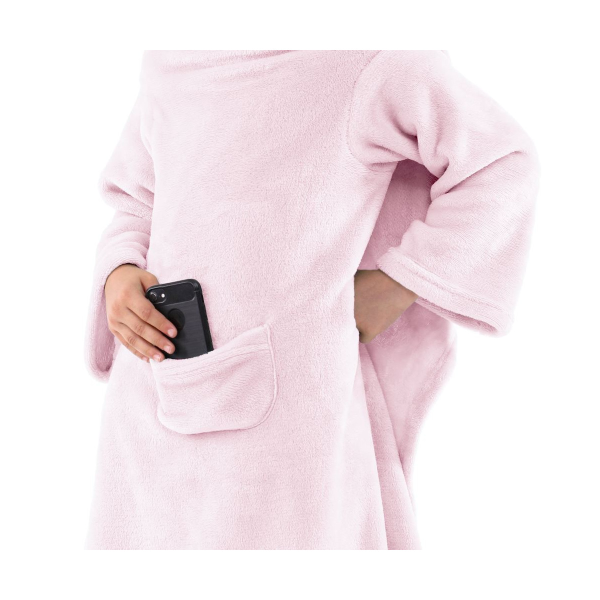 Pătură pentru copii cu mâneci în culoarea roz 90x105 Lazykids