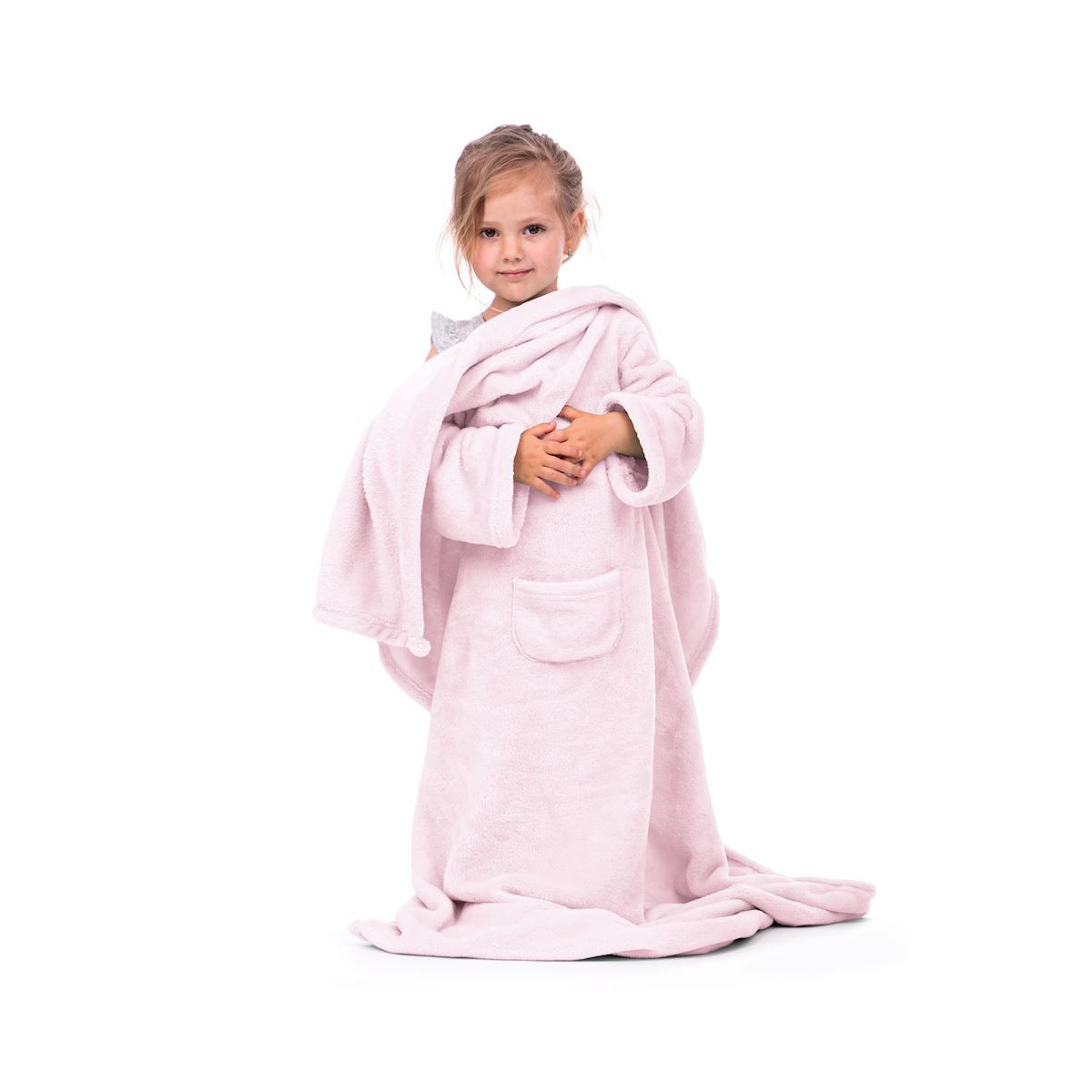 Pătură pentru copii cu mâneci în culoarea roz 90x105 Lazykids