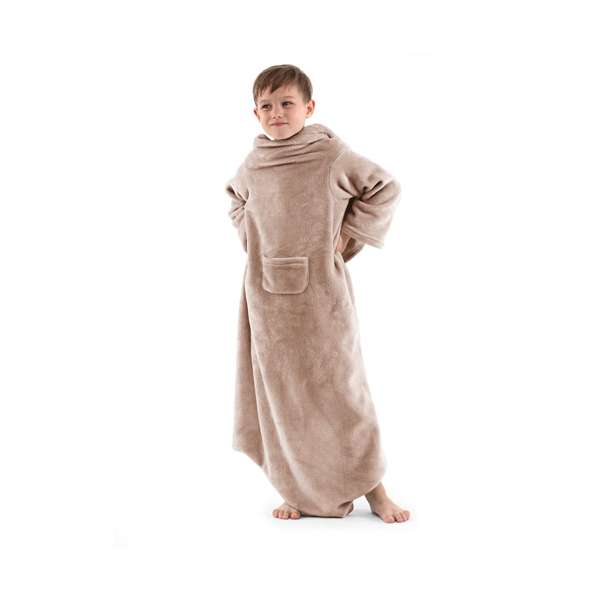 Pătură pentru copii de culoare maro cu mâneci, 90x105
