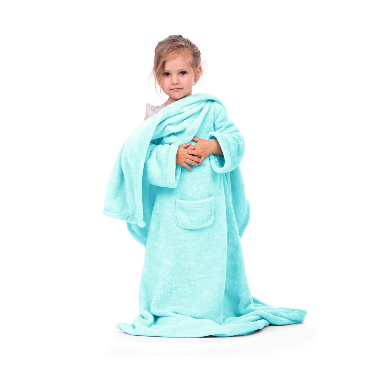 Drape de copii de calitate turcoaz cu mâneci, 90x105