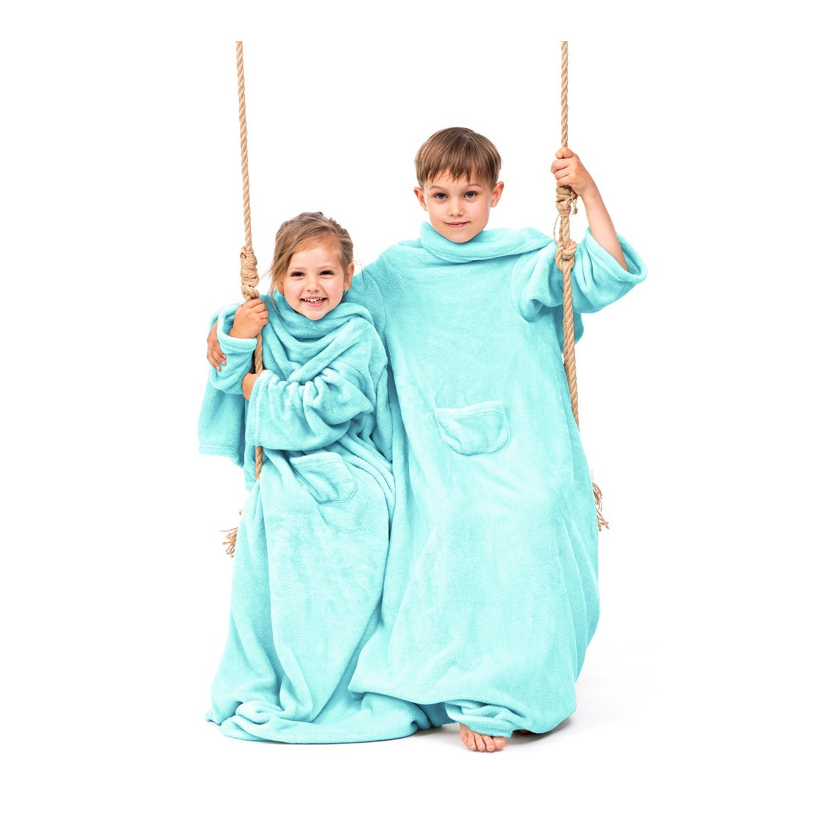 Drape de copii de calitate turcoaz cu mâneci, 90x105