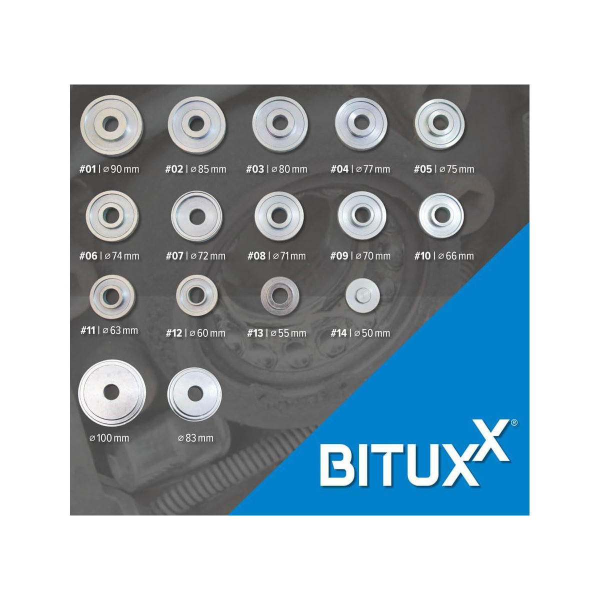 Set pentru montarea rulmenților din partea din față a hub-ului, 31 de piese.