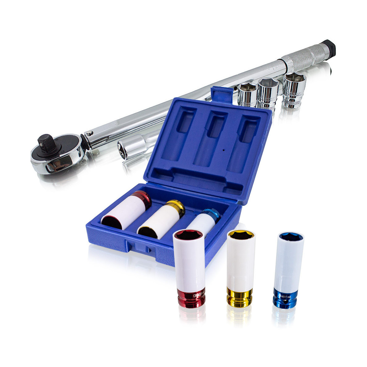 Cheie cu moment cu superserii 1/2" + capete 17 19 21 mm