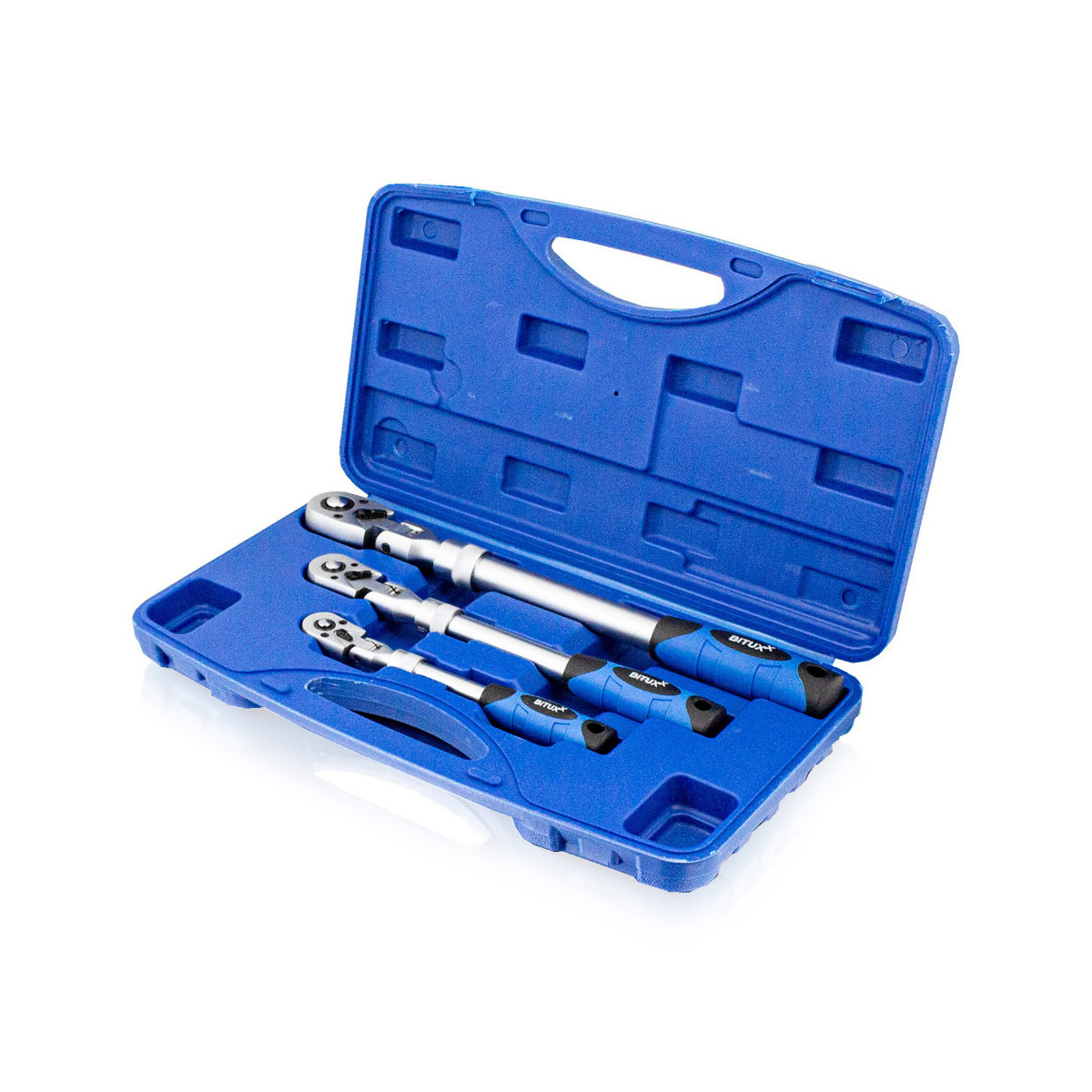 Răcnescă telescopică cu clichet 1/4" 3/8" 1/2" 90° + piulițe 17 19 21 mm