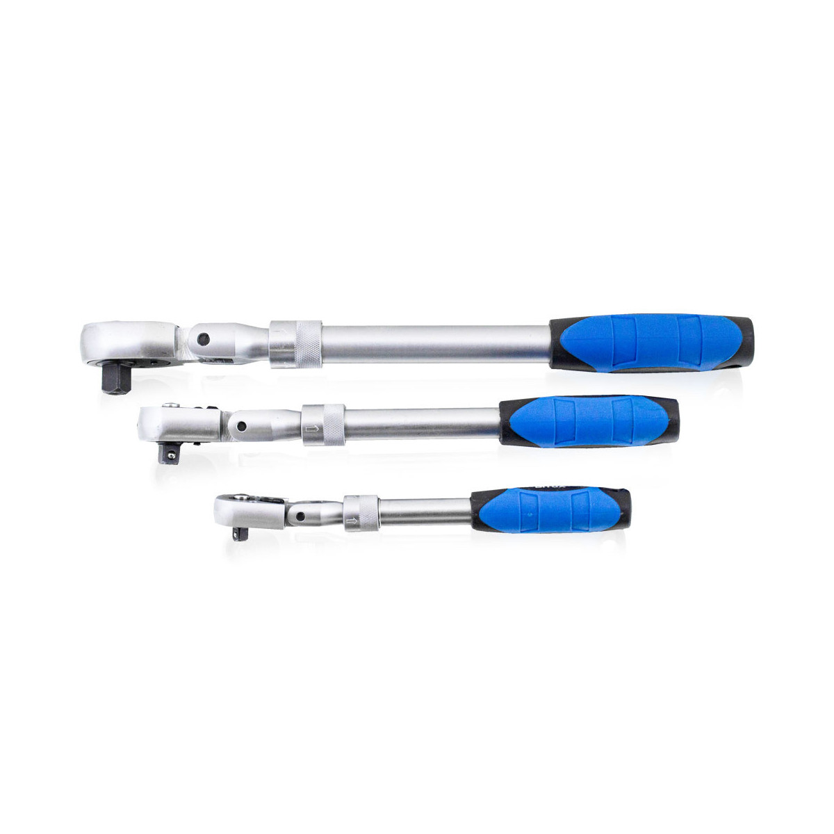 Răcnescă telescopică cu clichet 1/4" 3/8" 1/2" 90° + piulițe 17 19 21 mm