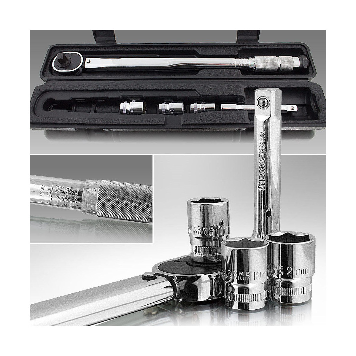 Set 1/2" de chei dinamometrice 28-210 Nm pentru chei cu prindere circulară