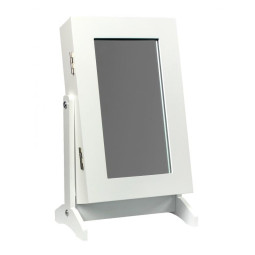 Oglindă mică cu cutie pentru bijuterii de culoare albă