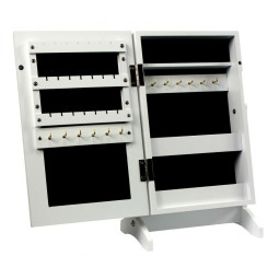 Oglindă mică cu cutie pentru bijuterii de culoare albă