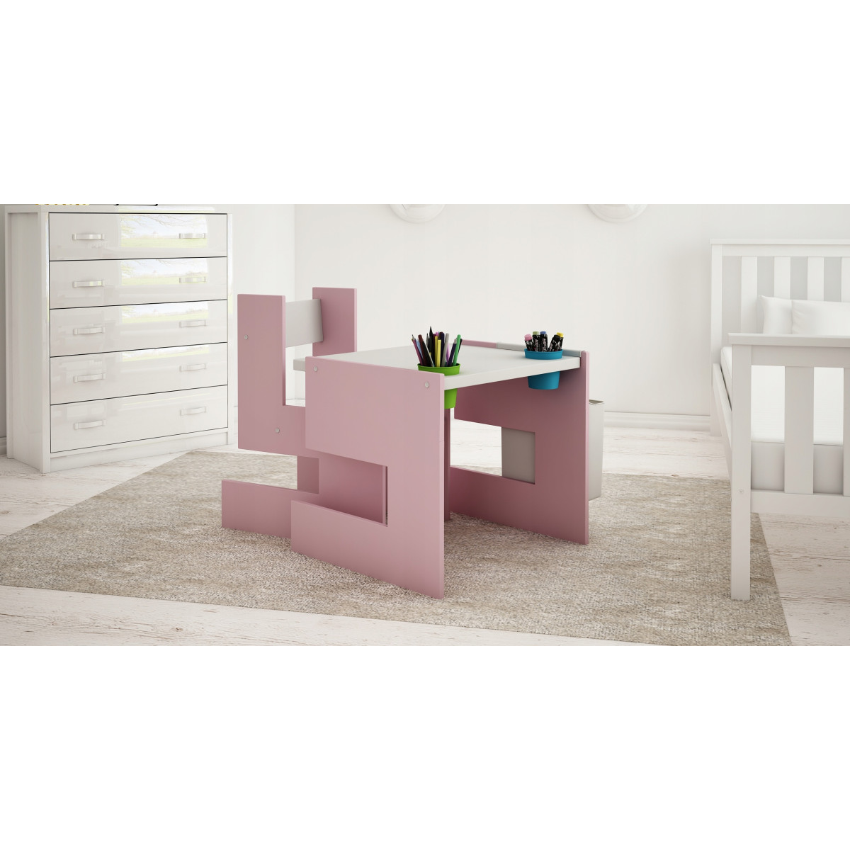 Masa și scaun pentru copii de culoare roz