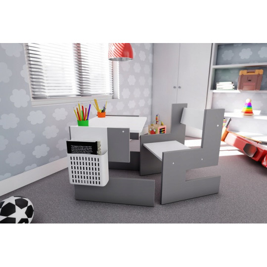 Set de mobilier pentru copii format din scaun și masă de culoare gri
