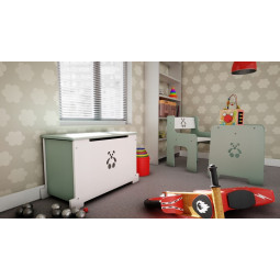 Cutie de jucării în culoarea mentă și alb cu motiv de ursuleț, 67x36 cm