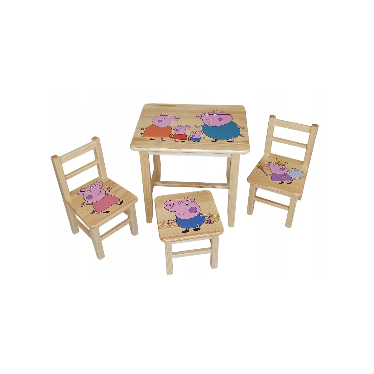 Masă pentru copii cu scaune cu temă de poveste