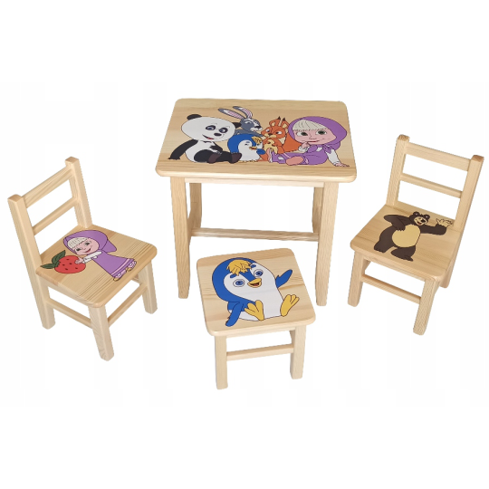 Scaune pentru copii cu masă Masha și Ursul
