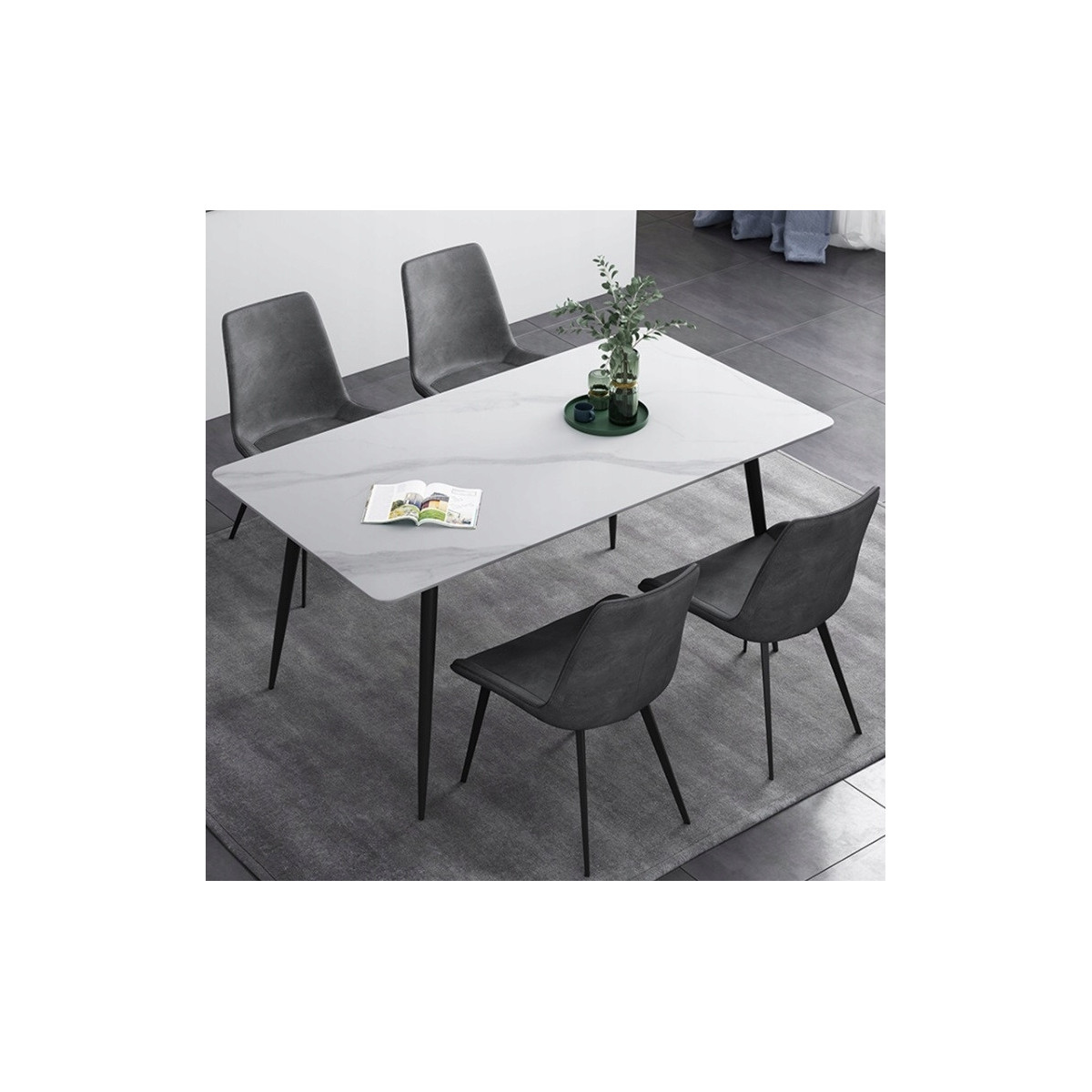 Scaunele de dining moderne din velur în culoarea gri închis