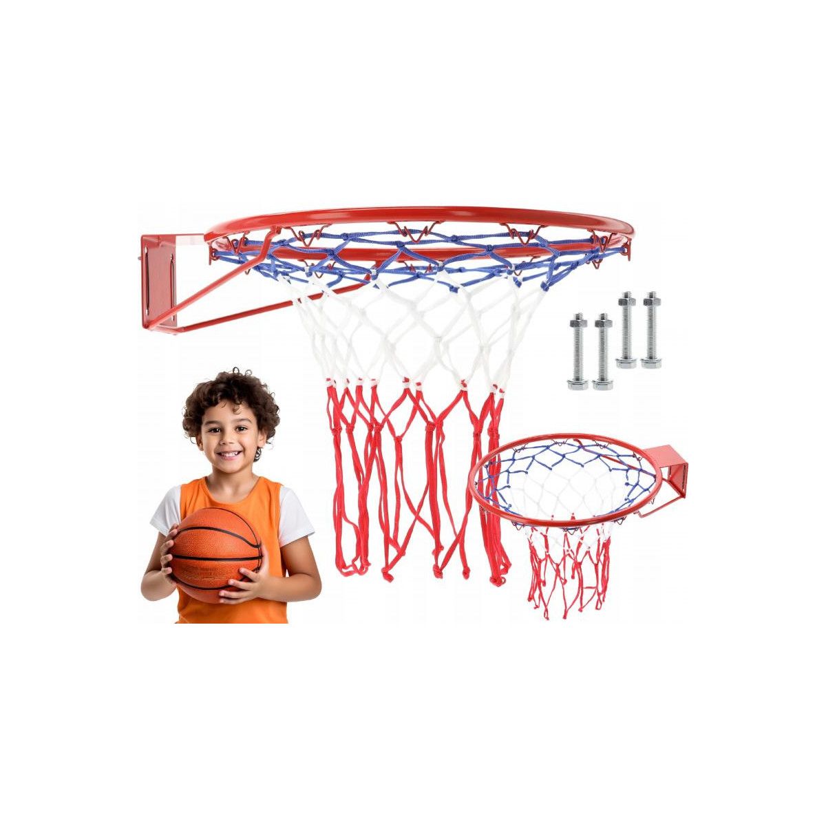 Coș de baschet de culoare roșu-albastru, 45 cm