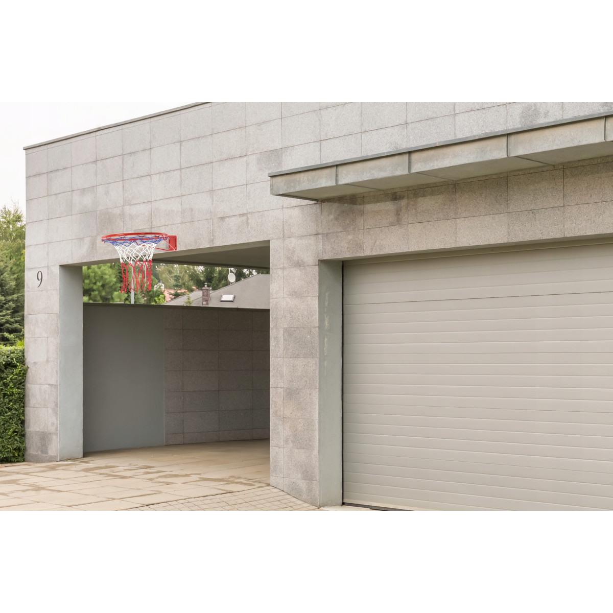 Coș de baschet de culoare roșu-albastru, 45 cm