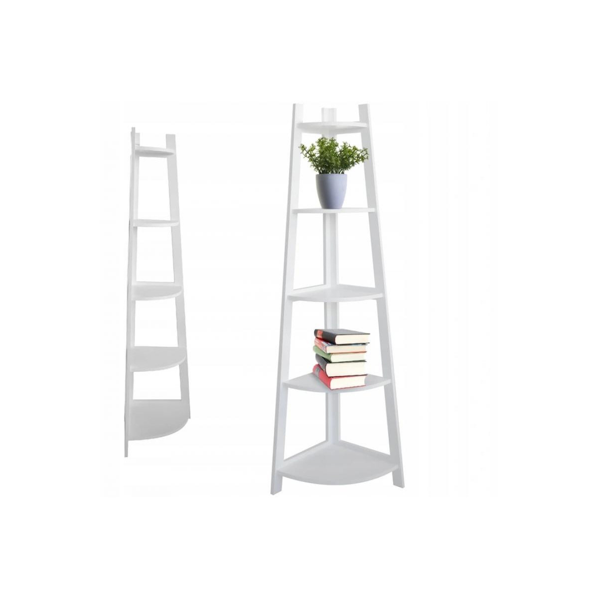 Raft colțar de culoare albă cu 5 polițe 52x34x150 cm