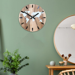 Ceasuri din lemn hartă a lumii 33 cm