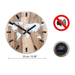 Ceasuri din lemn hartă a lumii 33 cm