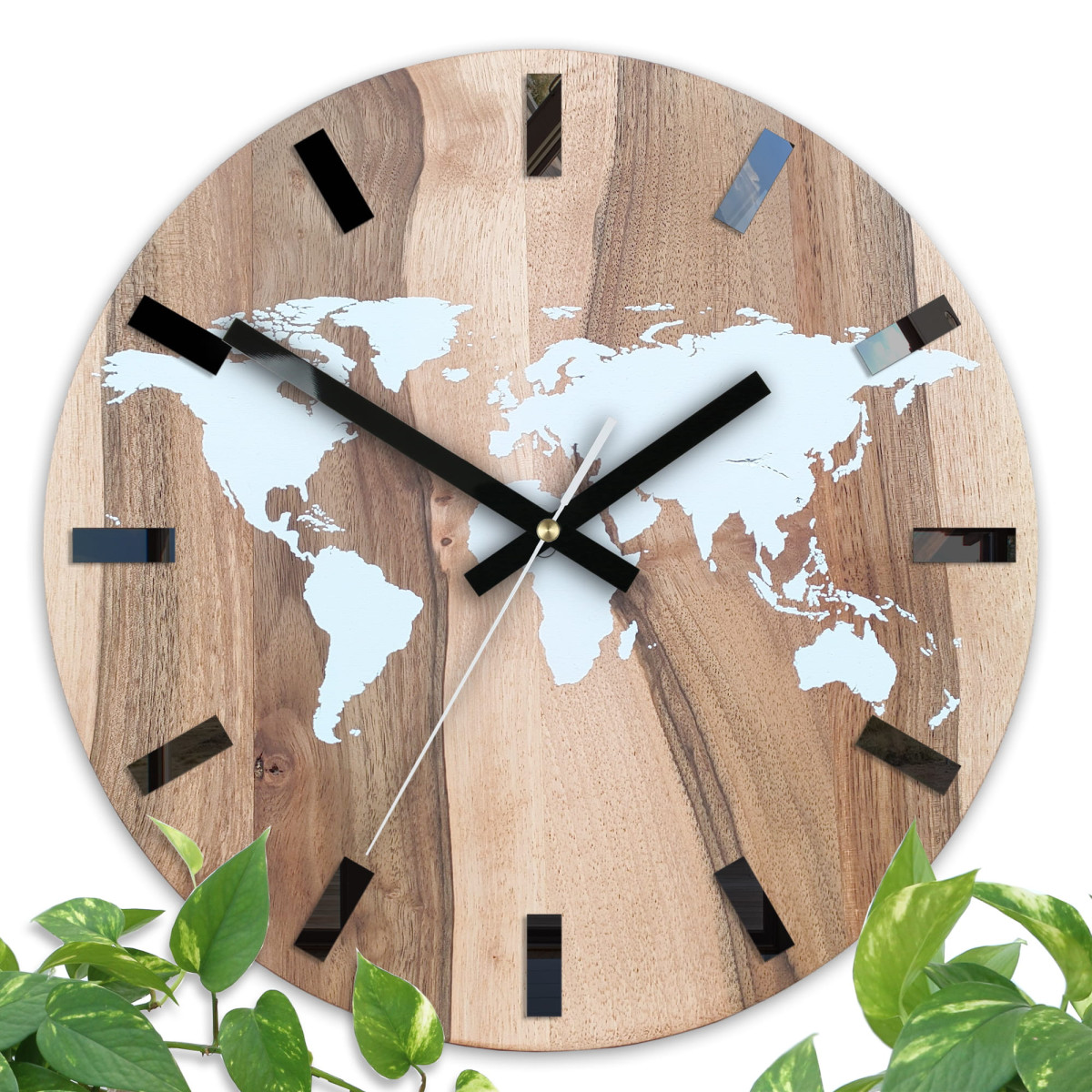 Ceasuri din lemn hartă a lumii 33 cm