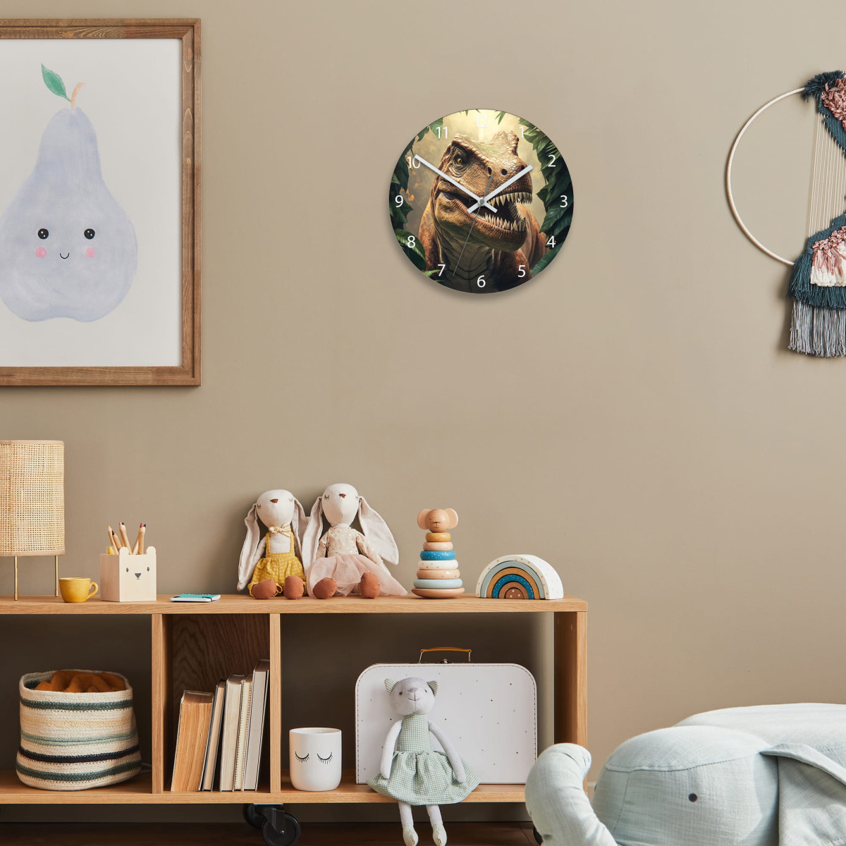 Ceas de perete pentru copii Tyrannosaurus REX